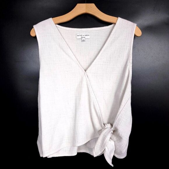 MADEWELL Texture and Thread Wrap Tie Tank Top in Stone Womens Plus Size 2X - Picture 1 of 5